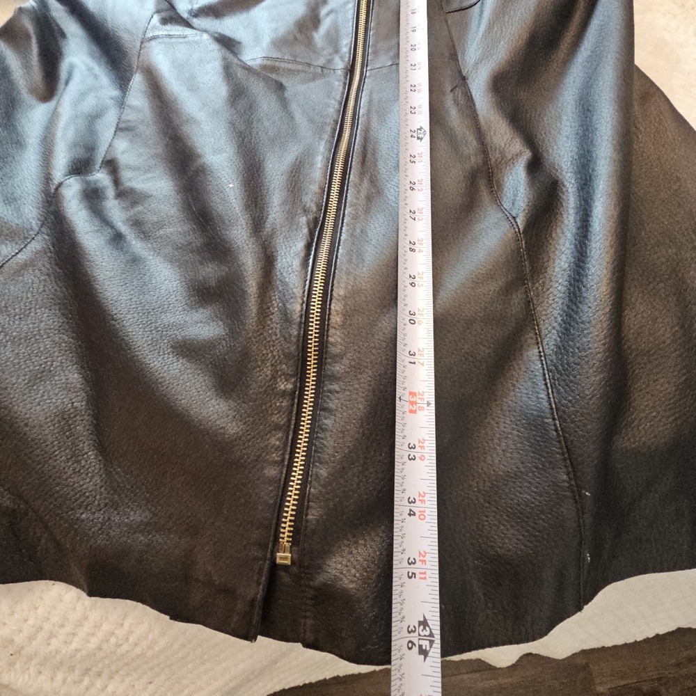 IMAN Moto Style Black Leather Jacket, Gold Accents, Pockets, XL-XXL Gothcore - Picture 12 of 12